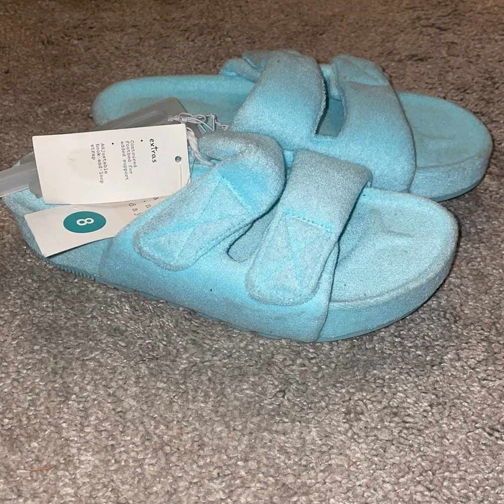 A new day platform teal sandals terry cloth size 8